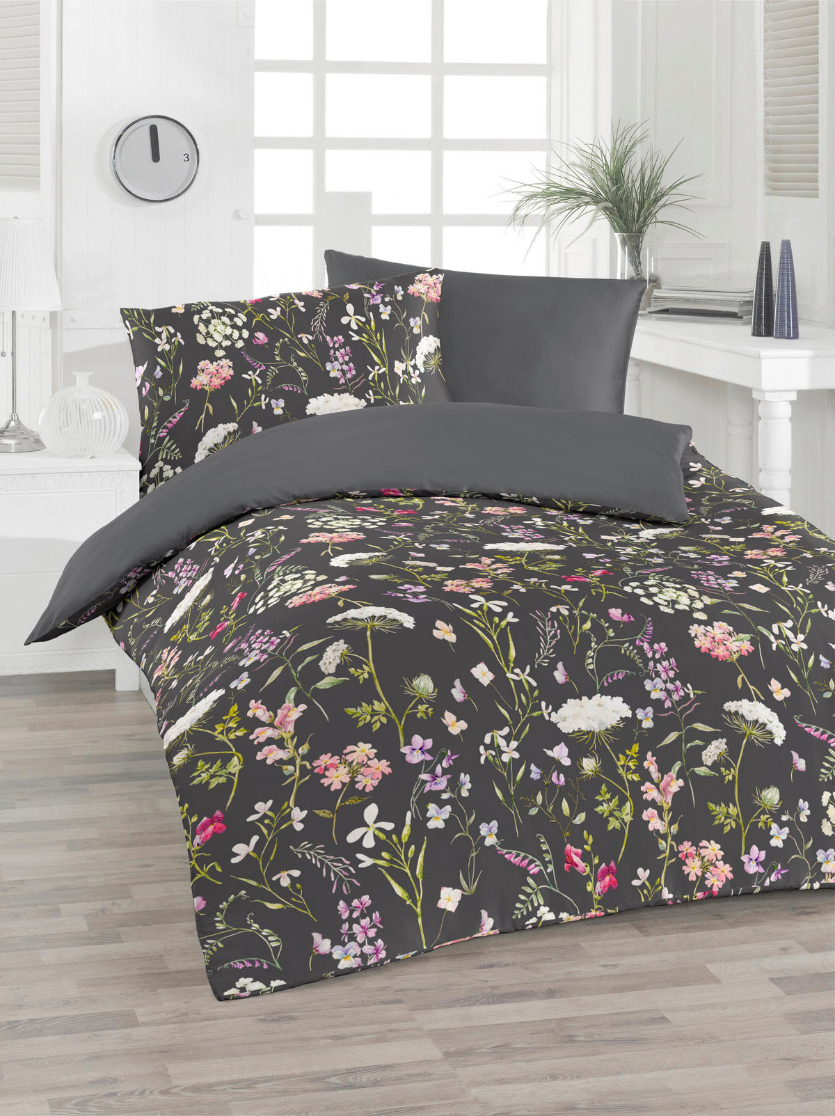 BETTWÄSCHE Satin 140/220 cm  - Schwarz, Design, Textil (140/220cm) - Florella