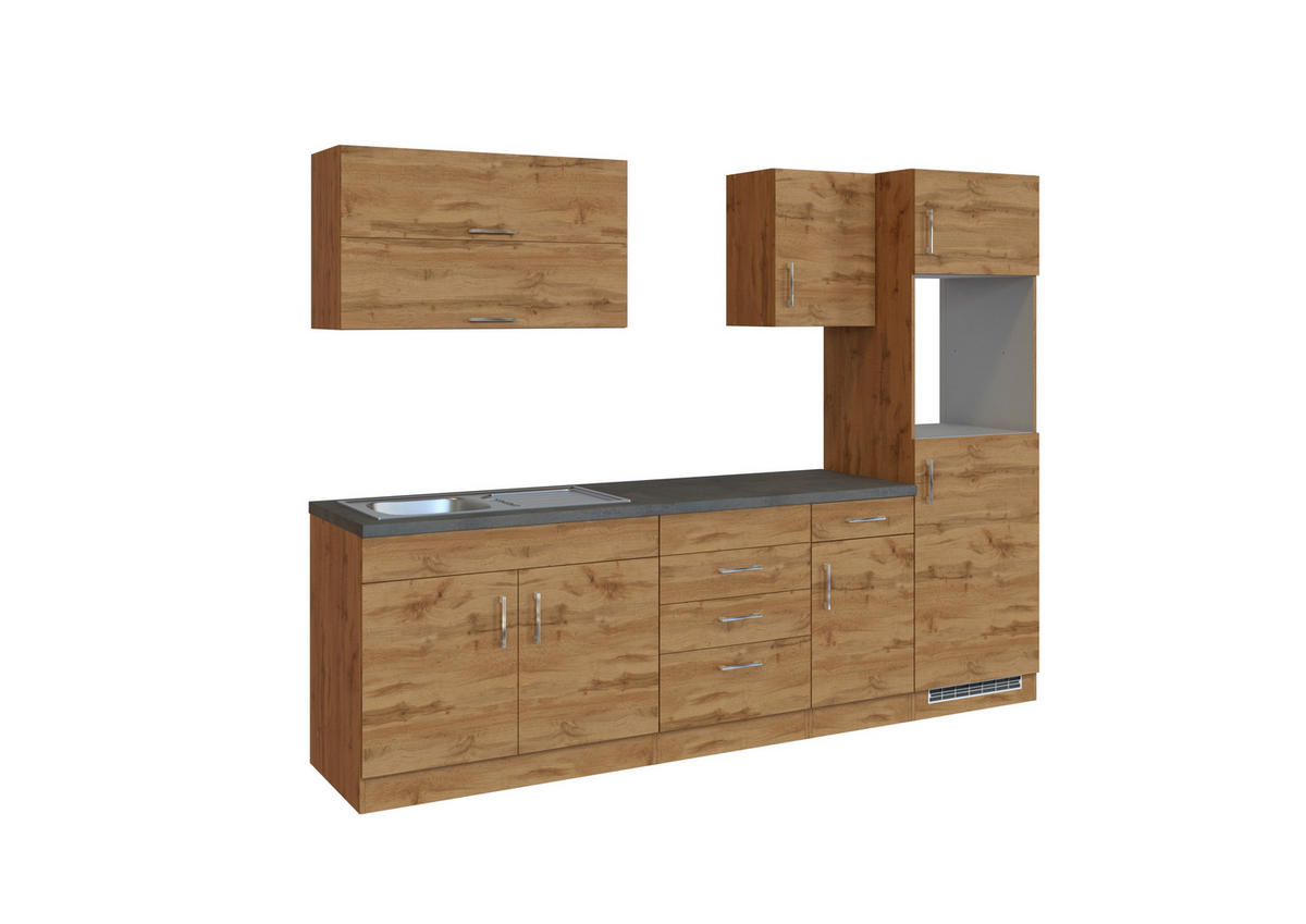 KÜCHENLEERBLOCK   in Eichefarben  - Eichefarben/Anthrazit, MODERN, Holzwerkstoff (270/210/60cm) - Held