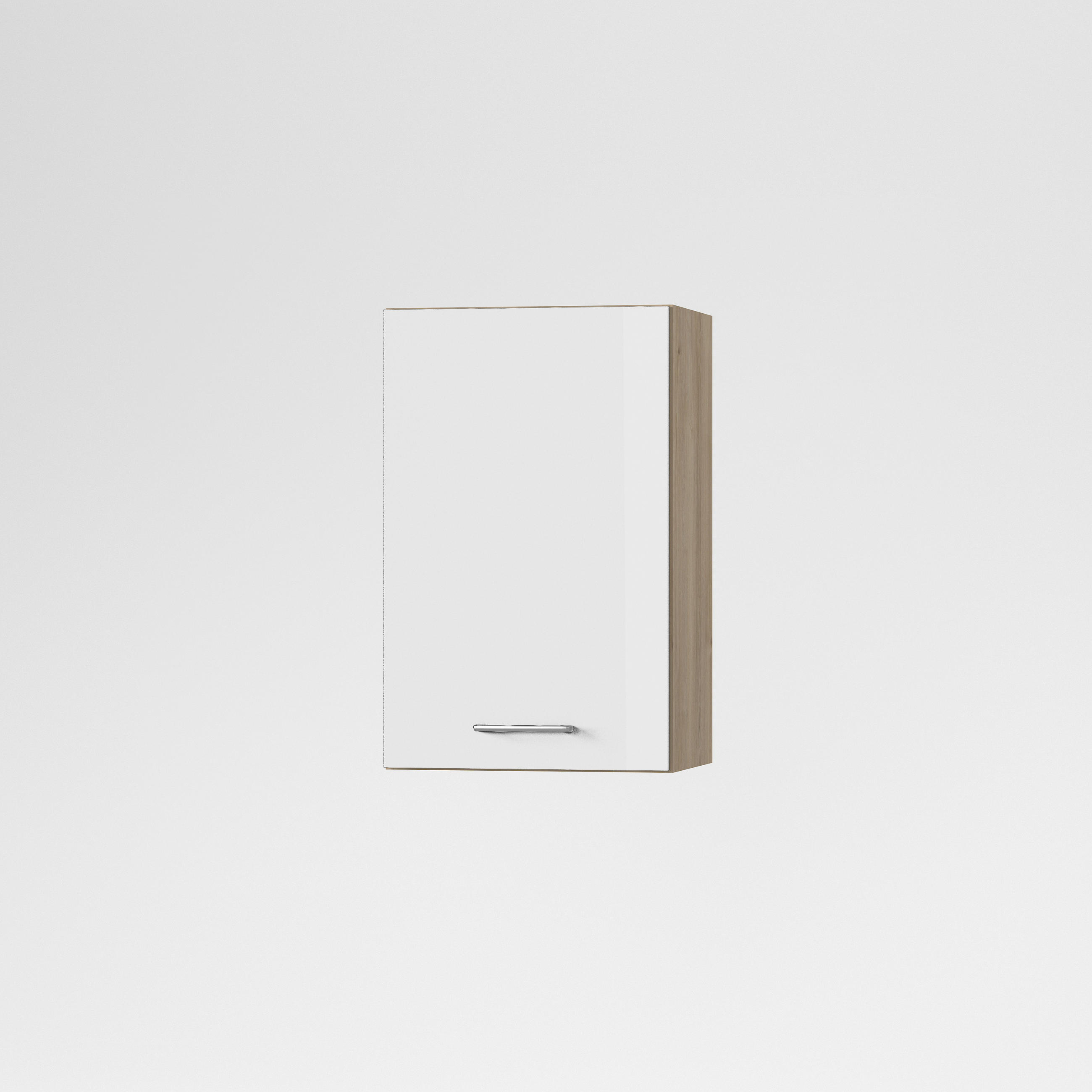 KONYHAI FALISZEKRÉNY - tölgyfa színű/magasfényű fehér, Basics, fa/fém (50/72/33cm) - Carryhome