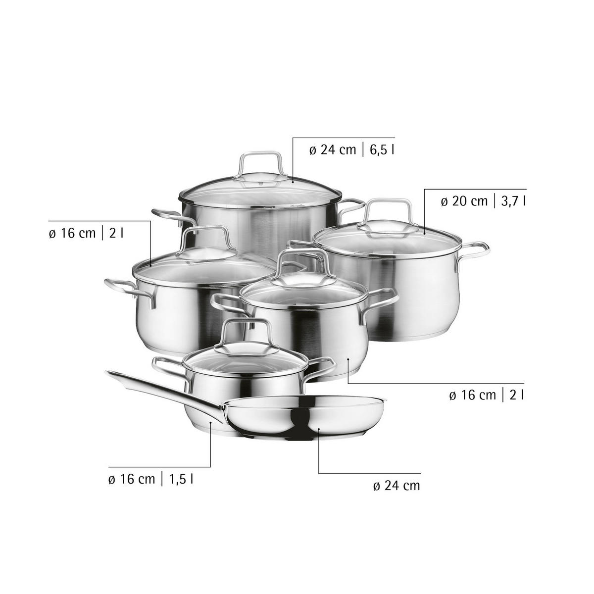 KOCHTOPFSET Brillant 6-teilig  - Klar/Edelstahlfarben, Design, Glas/Metall - WMF