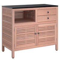 Comodă Cu Uși 100/90/50 cm  - negru/culoare lemn tec, Natur, metal/lemn (100/90/50cm) - Ambia Garden