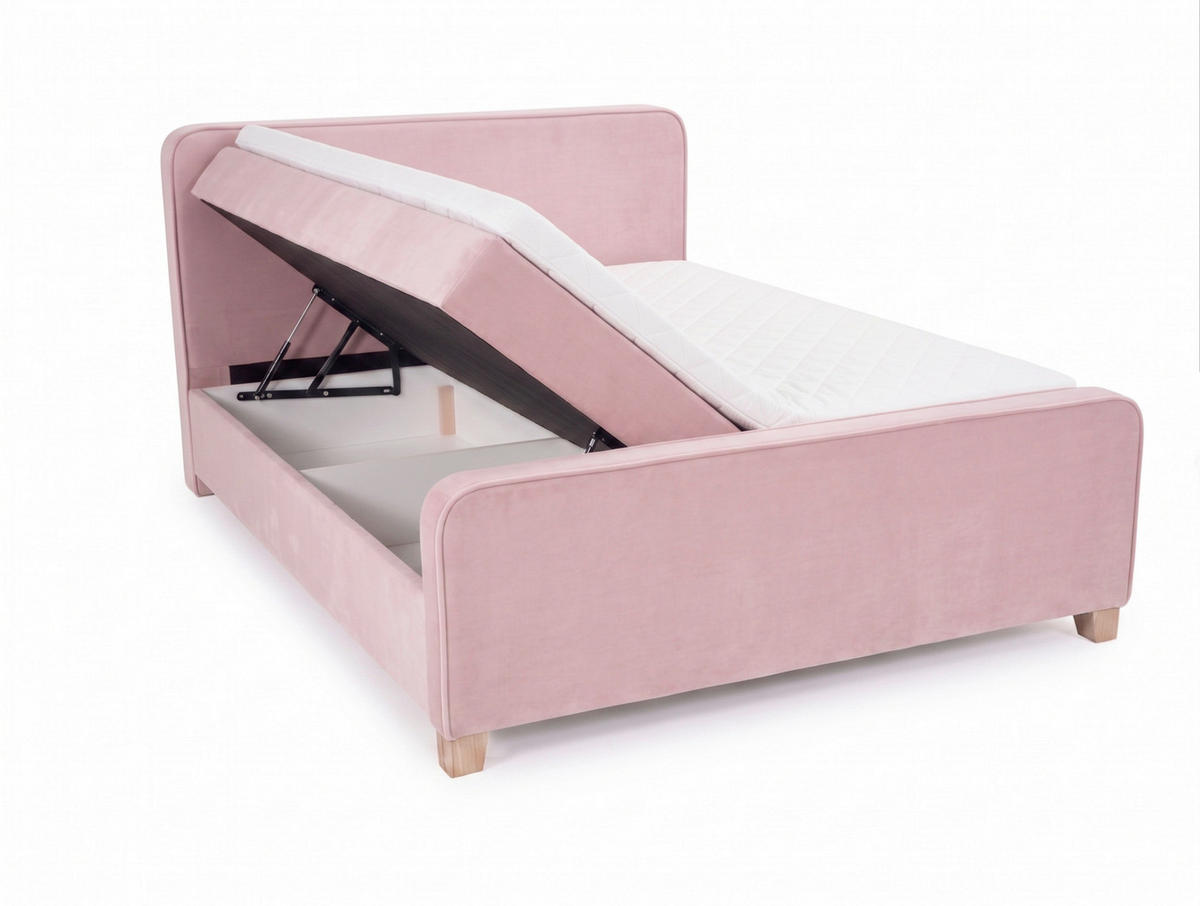 BOXBETT 160/200 cm  in Rosa  - Kernbuche/Rosa, MODERN, Holz/Textil (160/200cm) - MID.YOU