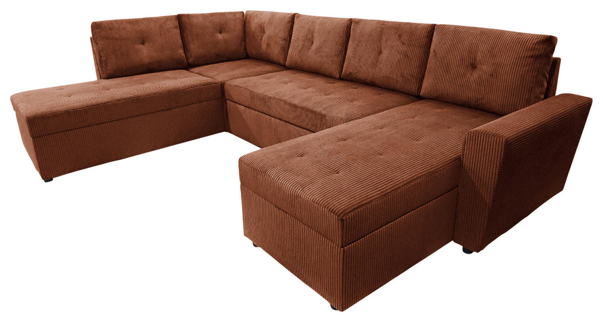 WOHNLANDSCHAFT TERMOLI Rostfarben Cord  - Rostfarben/Schwarz, Design, Kunststoff/Textil (212/297/155cm) - MID.YOU