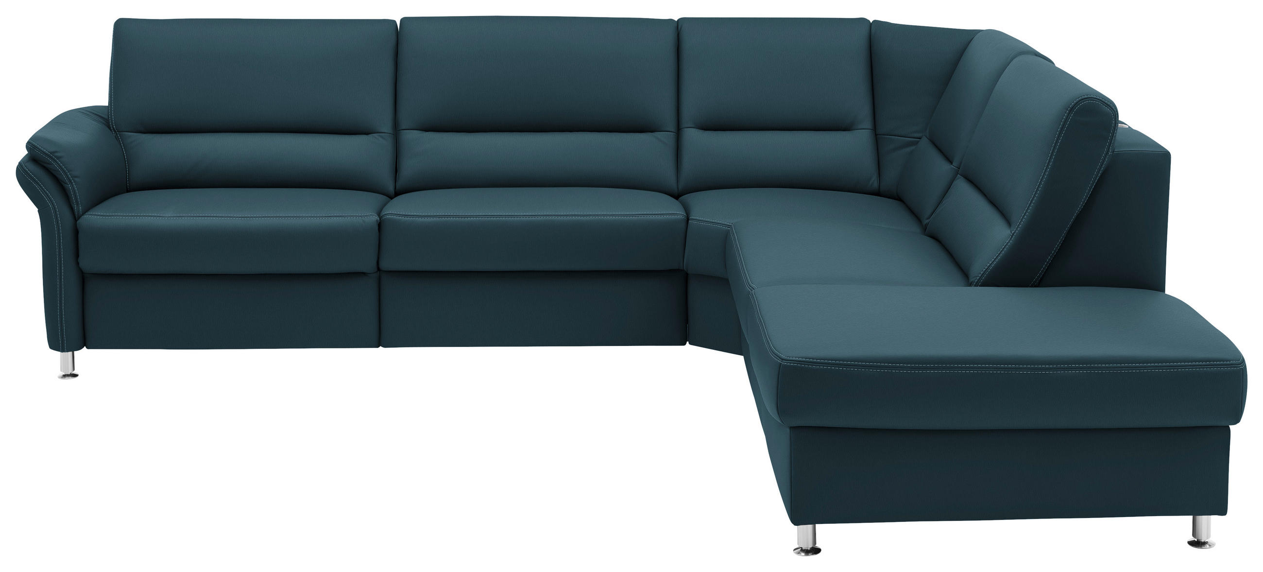 ECKSOFA in Echtleder Blau  288/249 cm  - Blau/Beige, Design, Leder/Metall (288/249cm) - Beldomo Premium