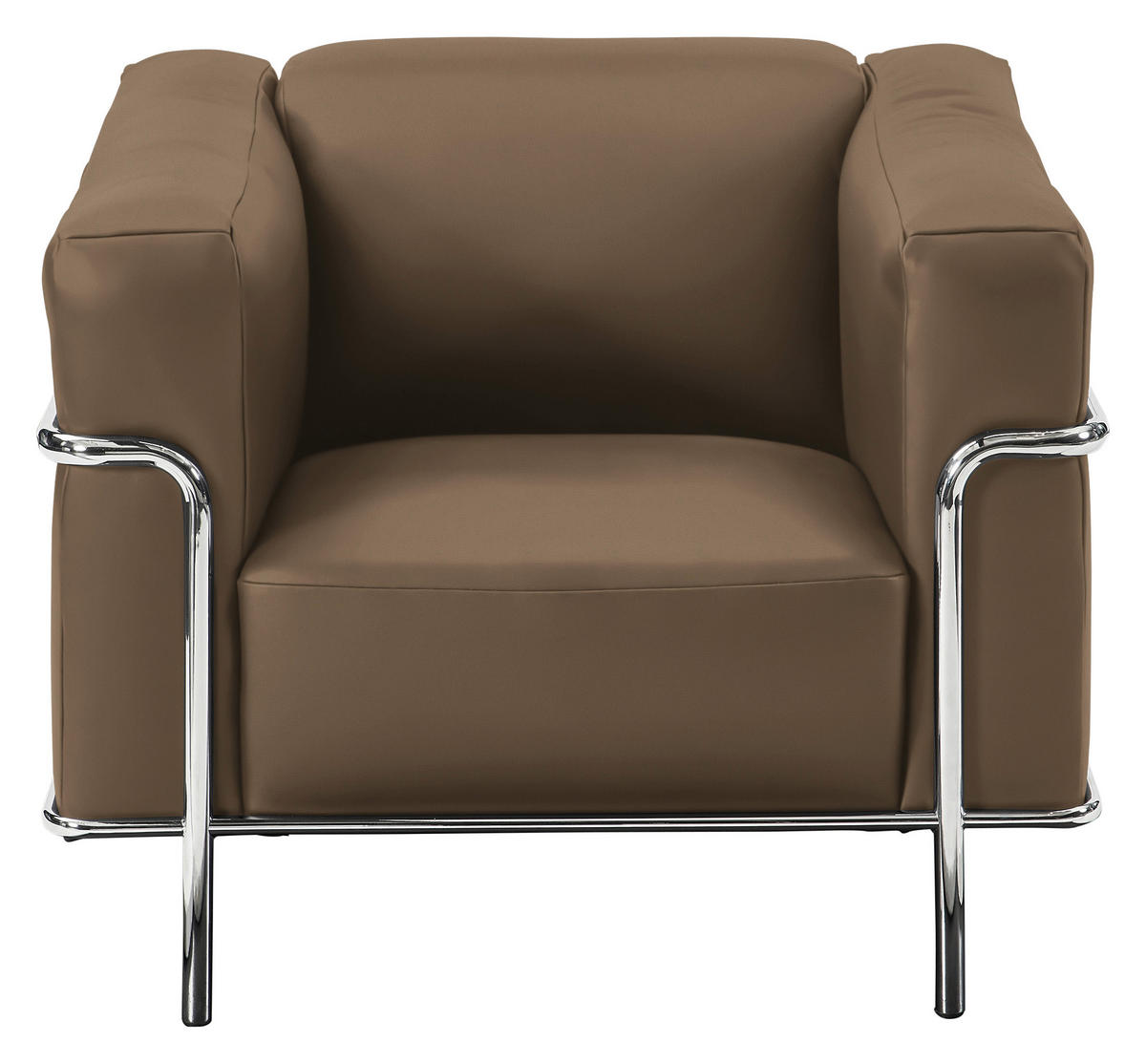 SESSEL in Echtleder Hellbraun  - Chromfarben/Hellbraun, Design, Leder/Metall (91/67/96cm) - Johann Jakob