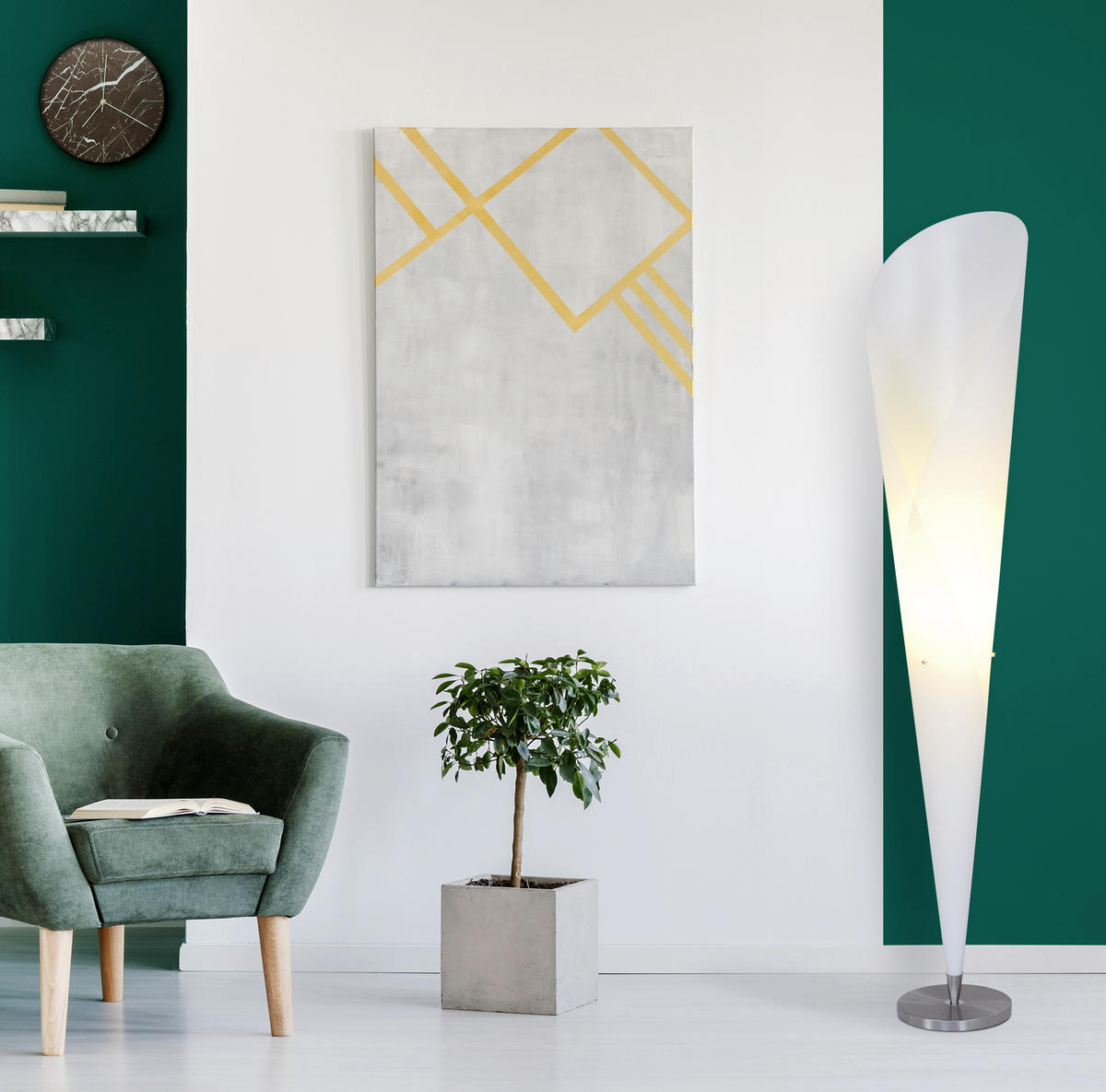 STEHLEUCHTE 30/162 cm    - Chromfarben/Weiß, KONVENTIONELL, Kunststoff/Metall (30/162cm) - Näve