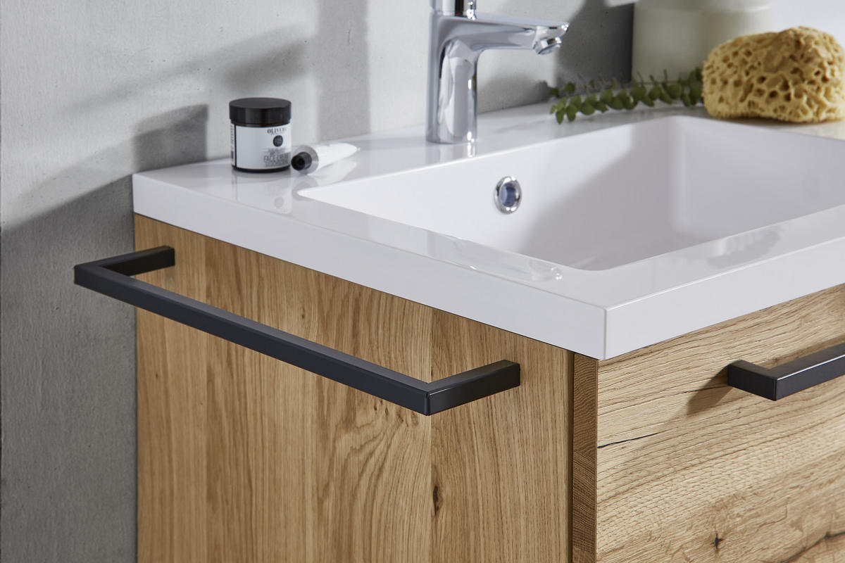 BADEZIMMER  in 155 cm  - Eichefarben/Anthrazit, Basics, Glas/Holz (155cm) - Dieter Knoll