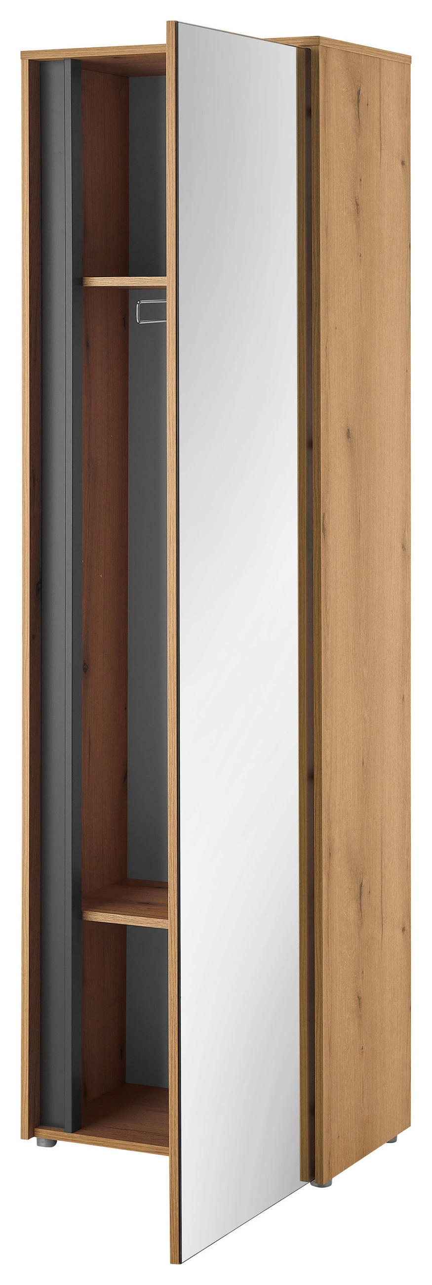 GARDEROBENSCHRANK  in 60/200/40 cm  - Eichefarben/Anthrazit, Design, Glas/Holzwerkstoff (60/200/40cm) - Modante