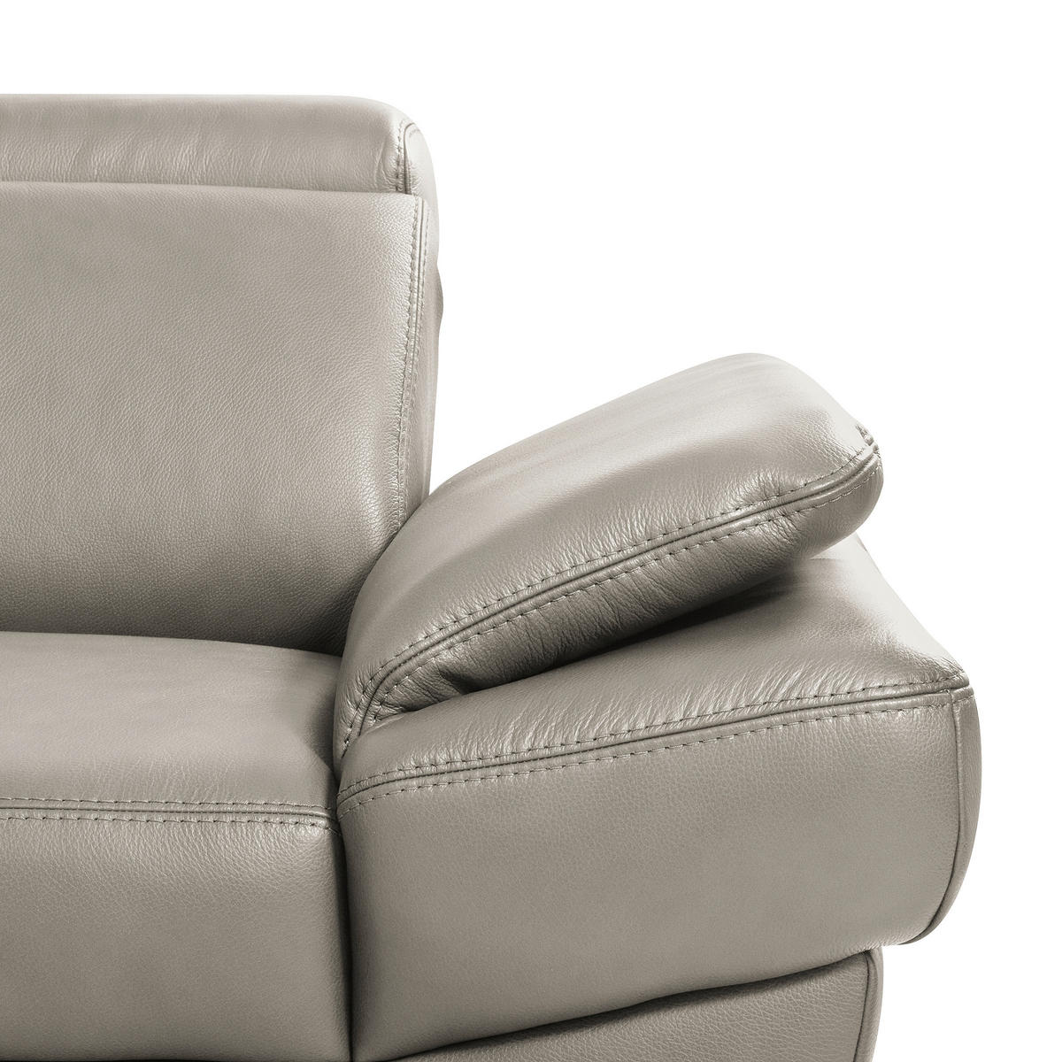 ECKSOFA  in Lederlook Echtleder Platinfarben  - Platinfarben/Schwarz, Design, Leder/Textil (211/264cm) - Livetastic