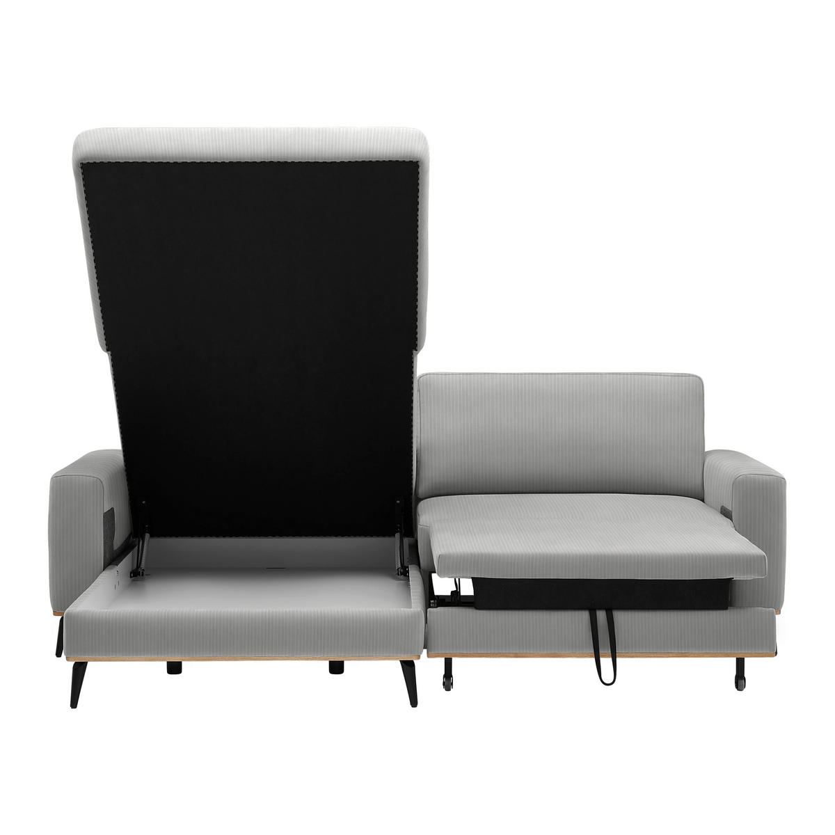 ECKSOFA Chenille, Cord Grau  - Schwarz/Grau, Konventionell, Holz/Textil (167/87/234cm) - MID.YOU