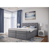 BOXSPRINGBETT 160/200 cm,  in Silberfarben, Bettkasten, Topper, H2 + H3 = mittel + fest  - Silberfarben/Schwarz, Modern, Holzwerkstoff/Kunststoff (160/200cm) - Livetastic
