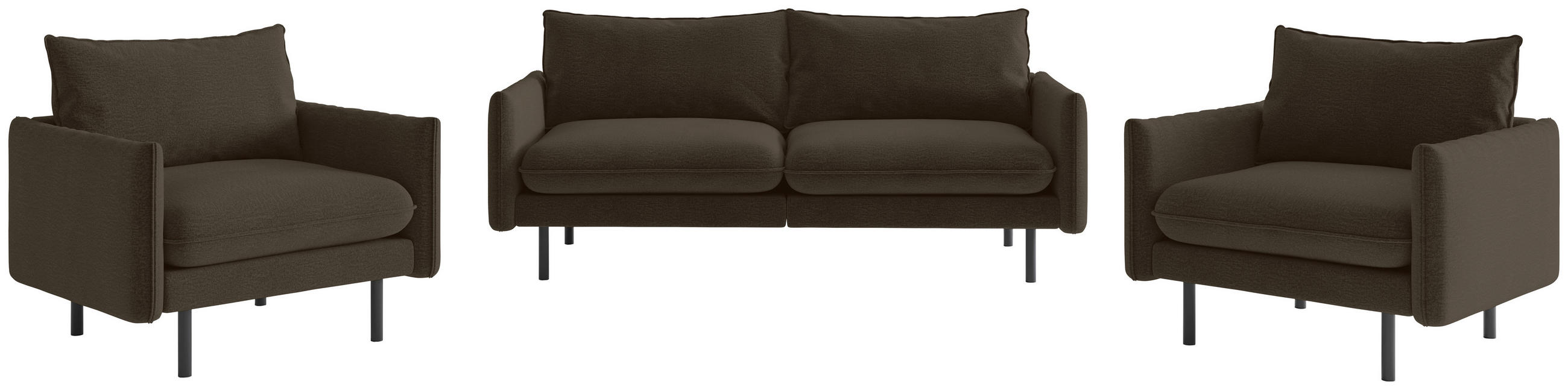 SEDACÍ SESTAVA, textil, hnědá - černá/hnědá, Design, kov/textil (215/85/92cm) - Livetastic