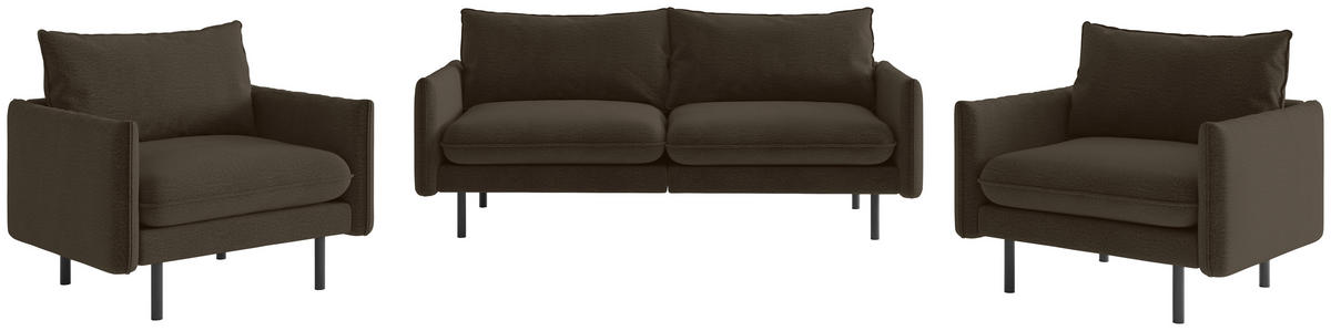 SEDACÍ SESTAVA, textil, hnědá - černá/hnědá, Design, kov/textil (215/85/92cm) - Livetastic