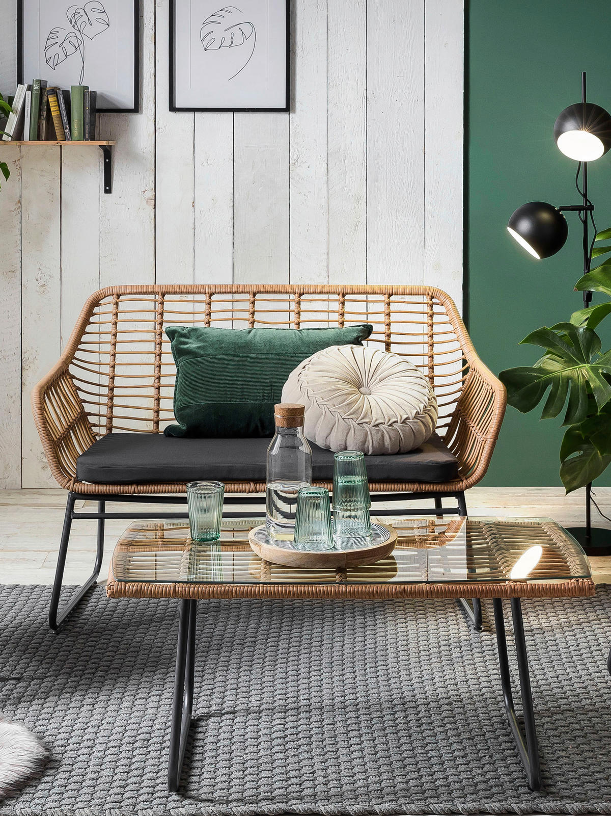 GARTENSET 4-teilig  - Klar/Schwarz, Design, Glas/Kunststoff - Livetastic