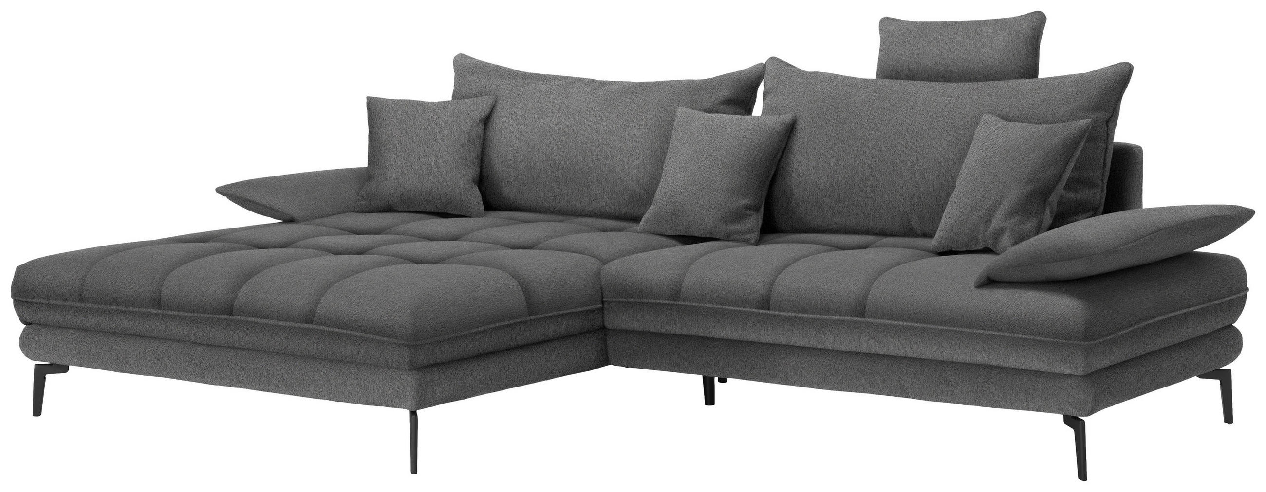 ECKSOFA Graubraun Webstoff  - Graubraun/Schwarz, MODERN, Textil/Metall (173/297cm) - MID.YOU