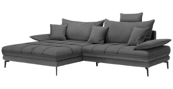 ECKSOFA in Webstoff Graubraun  - Graubraun/Schwarz, MODERN, Textil/Metall (173/297cm) - Carryhome