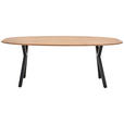 ESSTISCH Akazie massiv oval Naturfarben, Schwarz  - Schwarz/Naturfarben, Design, Holz/Metall (200/100/76cm) - Carryhome