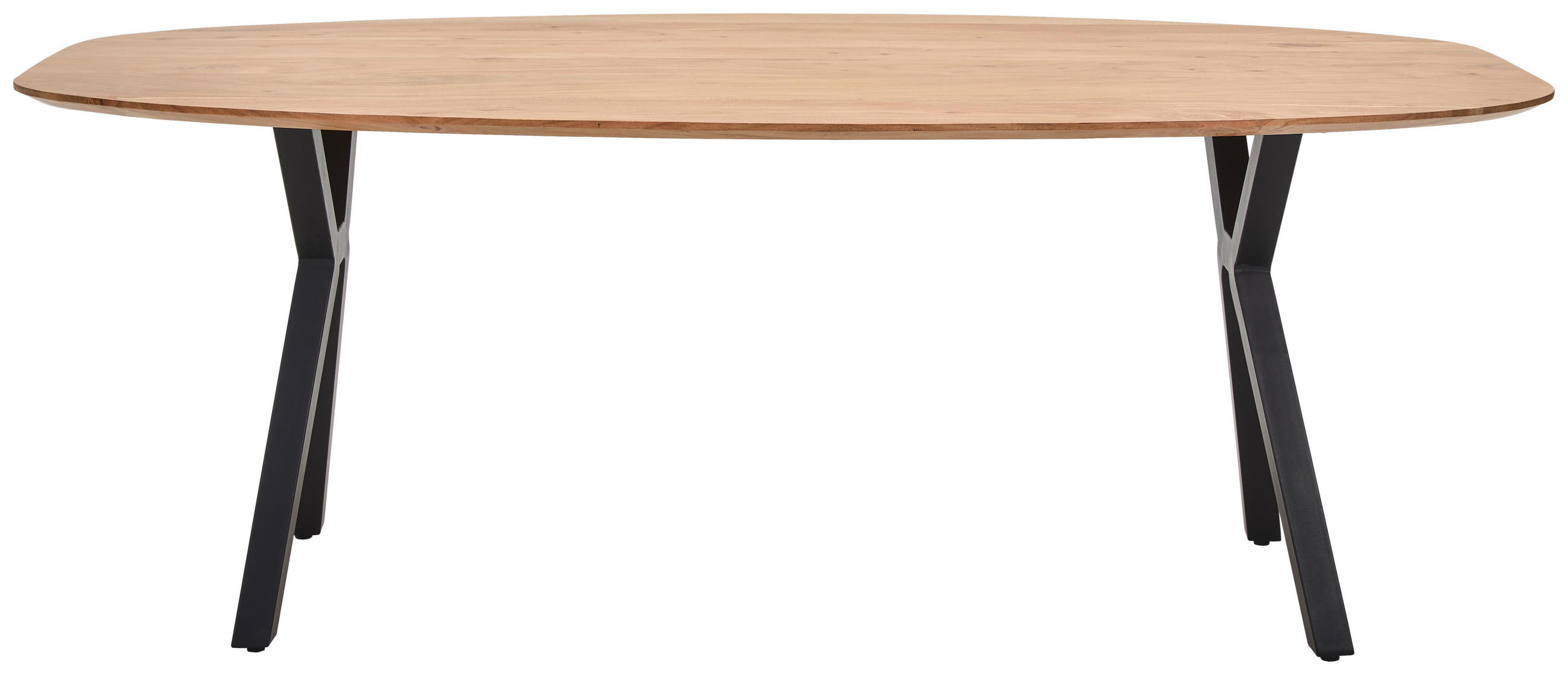ESSTISCH Akazie massiv oval Naturfarben, Schwarz  - Schwarz/Naturfarben, Design, Holz/Metall (200/100/76cm) - Carryhome