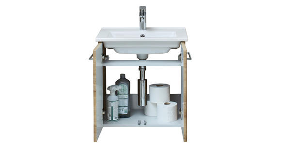 WASCHTISCHKOMBI 55 cm  - Chromfarben/Eichefarben, KONVENTIONELL, Keramik/Holzwerkstoff (55cm) - Xora