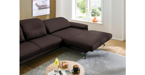 ECKSOFA in Echtleder Braun  - Schwarz/Braun, Design, Leder/Metall (332/193cm) - Dieter Knoll