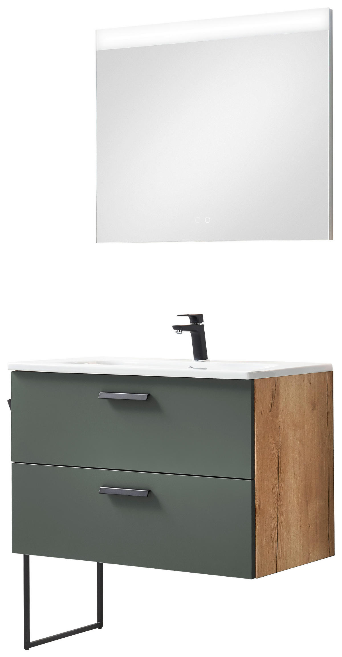 BADEZIMMER  in 180 cm  - Eichefarben/Schwarz, MODERN, Glas/Keramik (180cm) - Celina Home