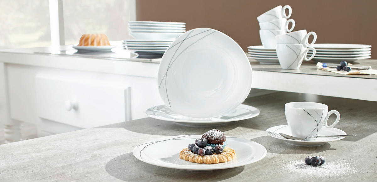KOMBISERVICE Trio Highline 30-teilig  - Weiß, Basics, Keramik - Seltmann Weiden
