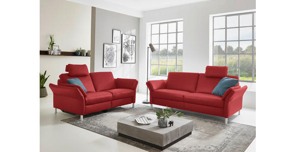 2,5-SITZER Latina in Echtleder Rot   - Rot/Alufarben, Design, Leder/Metall (164cm) - Dieter Knoll