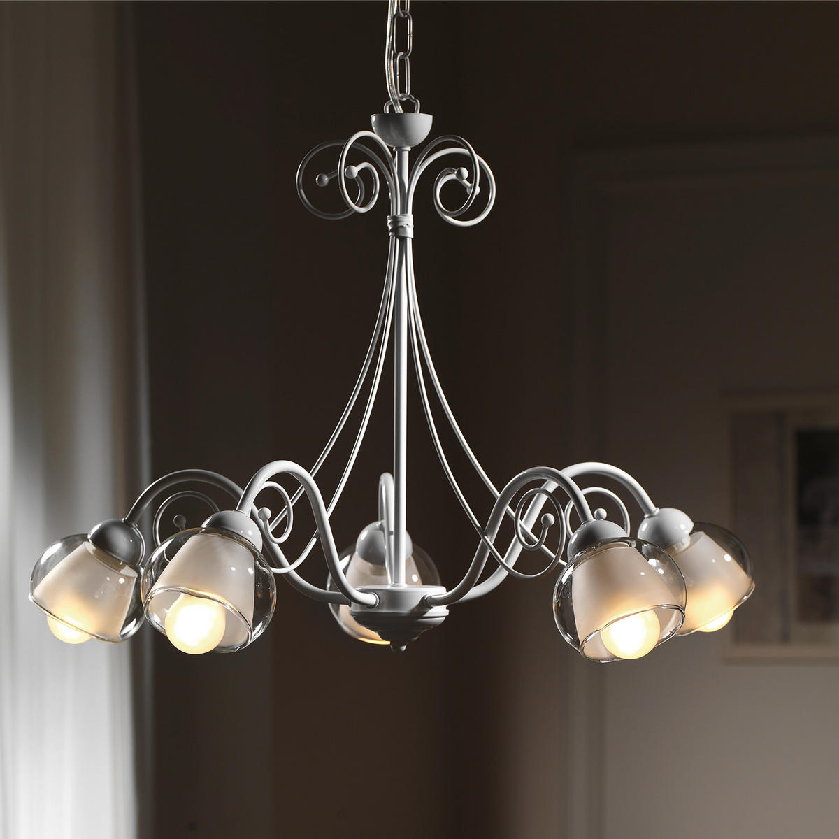 KRONLEUCHTER 4822 CAMILLA 60/60/100 cm   - Perlmutt, KONVENTIONELL, Glas/Metall (60/60/100cm)
