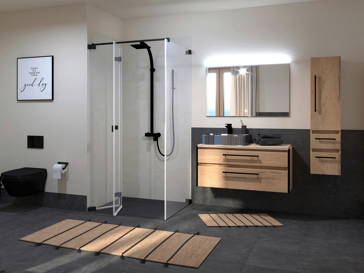 DUSCHKABINE 90/200/90 cm  in Schwarz  - Schwarz, MODERN, Glas/Metall (90/200/90cm) - Schöner Wohnen