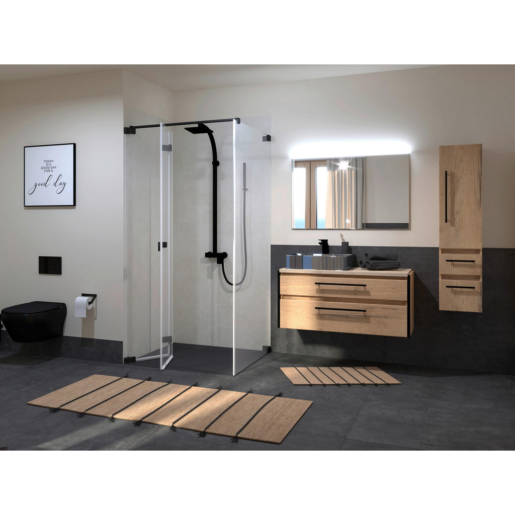 Thumbnail - Schöner Wohnen Duschkabine Fit, Schwarz, Metall, Glas, 80x200x90 cm, Made in Germany, CE, Badezimmer, Baden & Duschen, D...
