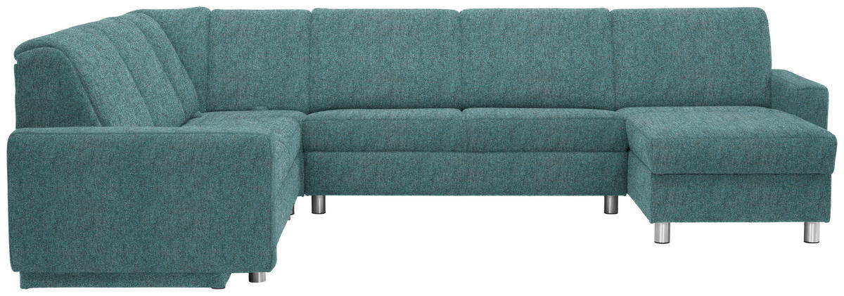 WOHNLANDSCHAFT  in Chenille Türkis  - Türkis/Alufarben, KONVENTIONELL, Kunststoff/Textil (236/322/158cm) - Sedda