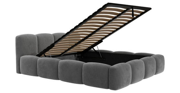 POLSTERBETT Lattenrost, Bettkasten Dunkelgrau 140/200 cm - Dunkelgrau/Schwarz, Design, Holz/Textil (140/200cm) - Carryhome