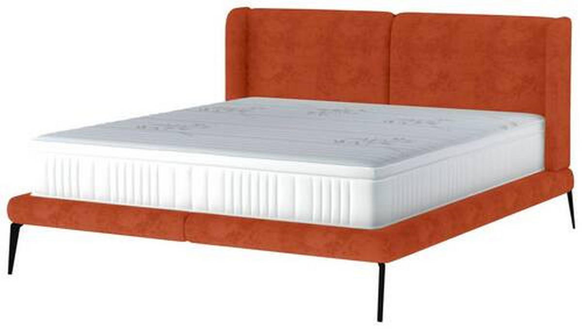 Polsterbett inkl. Matratze Matratze, gepolstertes Kopfteil, Topper Rostfarben 180/200 cm  - Rostfarben/Creme, MODERN, Textil/Metall (180/200cm) - Livetastic