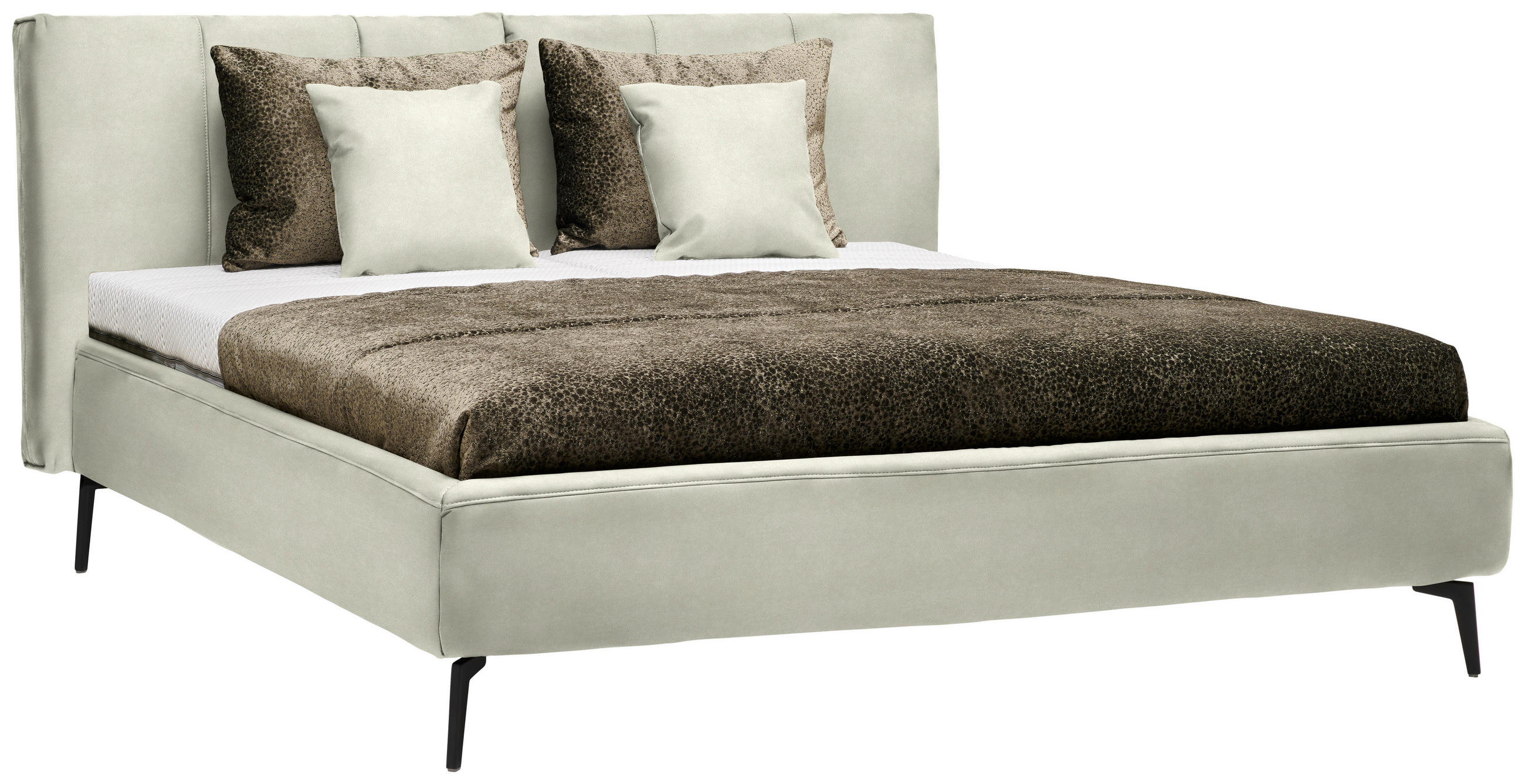 POLSTERBETT Matratze, Lattenrost Ecru 180/200 cm  - Ecru/Schwarz, Design, Holz/Textil (180/200cm) - Johann Jakob