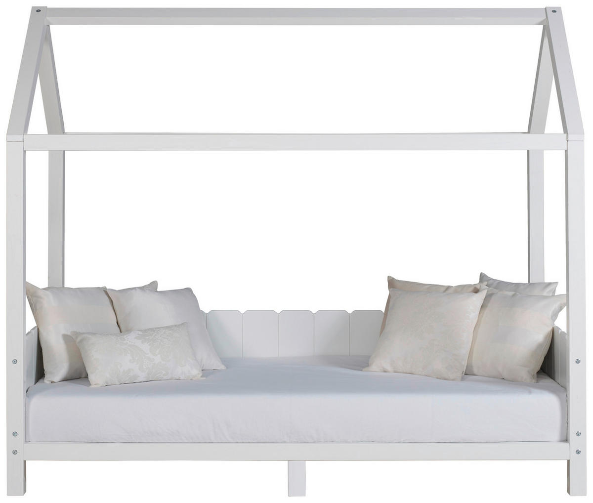 HAUSBETT 90/200 cm,  in Weiß, Lattenrost  - Naturfarben/Weiß, LIFESTYLE, Holz (90/200cm) - MID.YOU