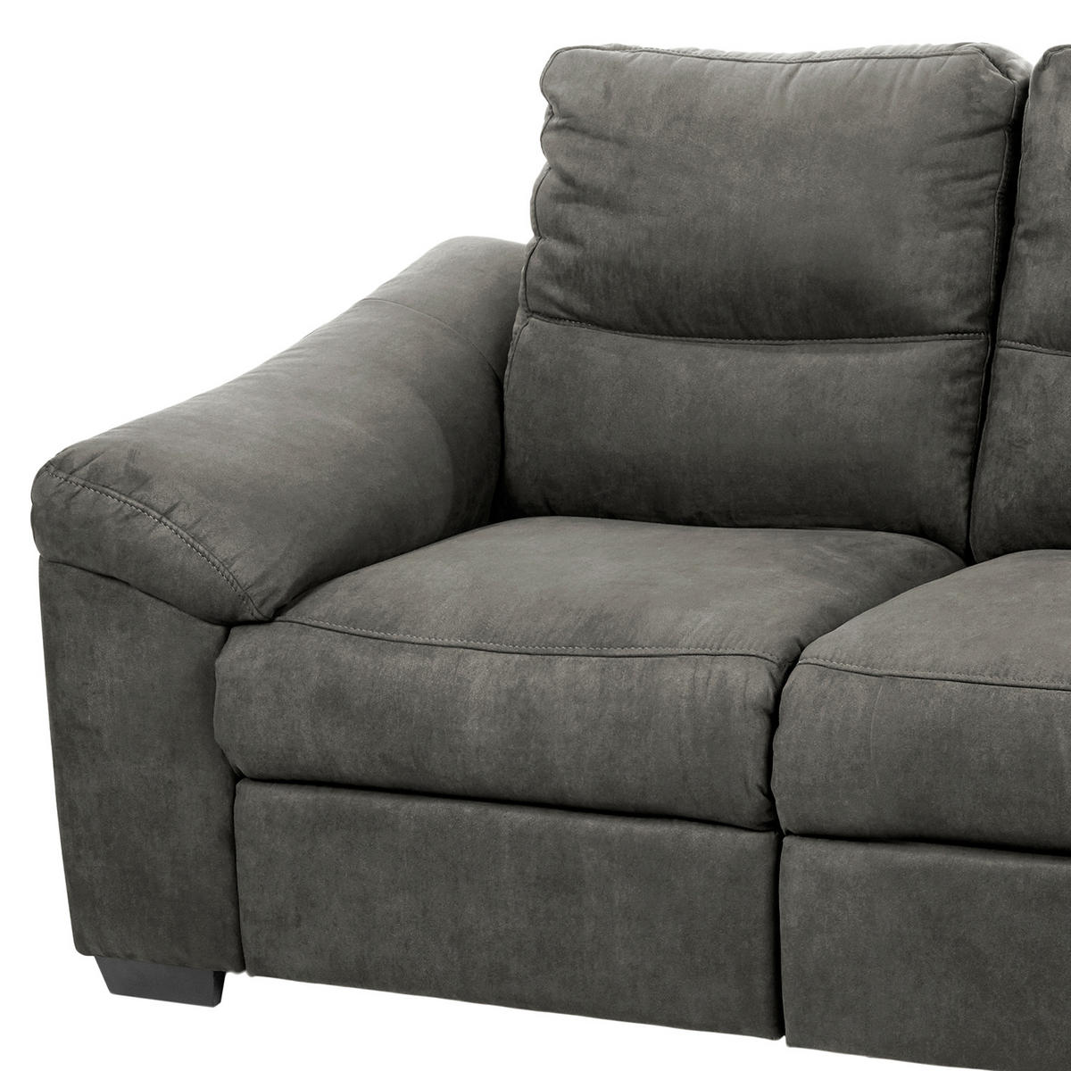 2-SITZER-SOFA HAMPTON in Flachgewebe Anthrazit Landhaus  - Anthrazit/Schwarz, Design, Holz/Textil (174/97/97cm) - Livetastic