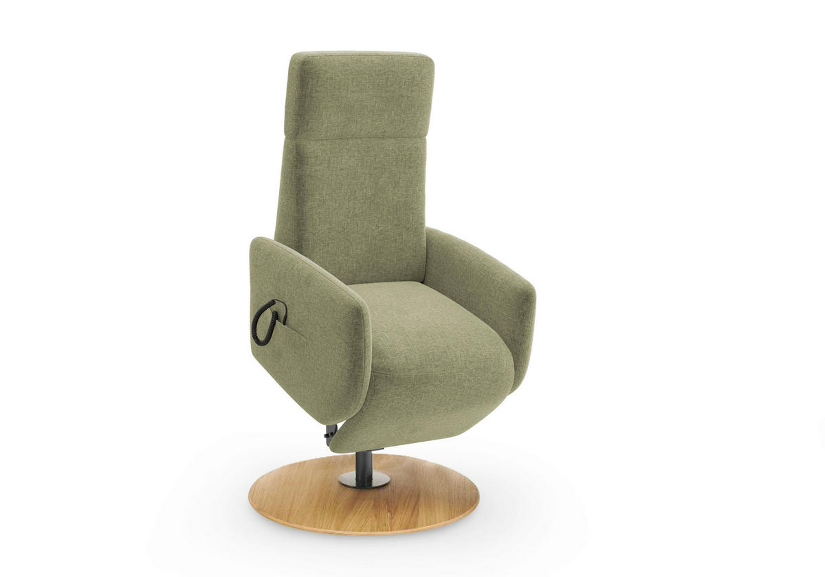 RELAXSESSEL Flachgewebe Aufstehhilfe    - Eichefarben/Hellgrün, KONVENTIONELL, Holz/Textil (71/110/82cm) - Sit & More