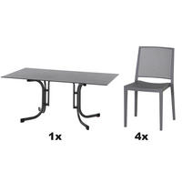GARTENGARNITUR 5-teilig  - Grau, Basics, Holzwerkstoff/Kunststoff (90/80/160cm) - Siena Garden