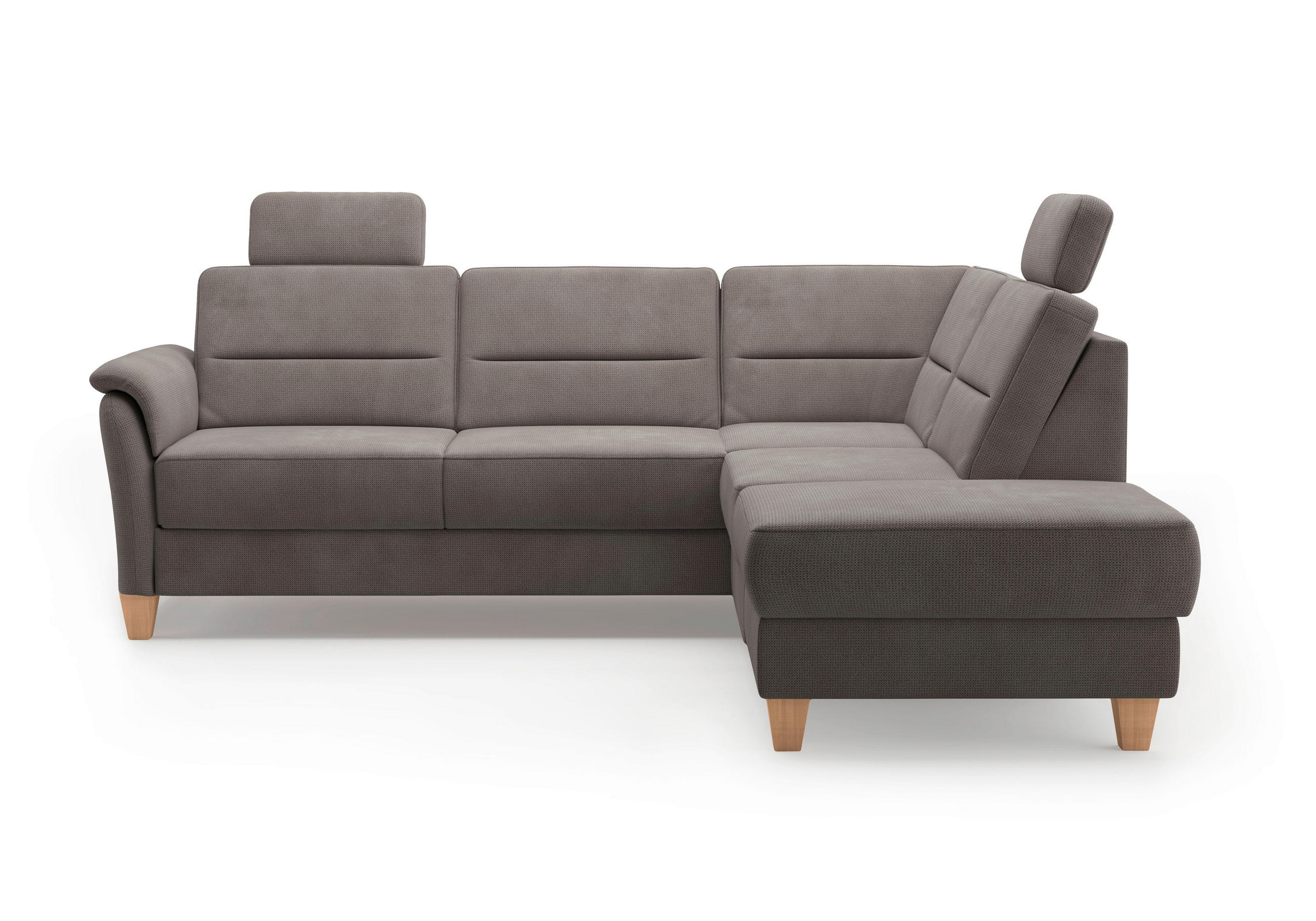 ECKSOFA in Flachgewebe Dunkelbraun  236/212 cm  - Eichefarben/Dunkelbraun, KONVENTIONELL, Holz/Textil (236/212cm) - Sit & More