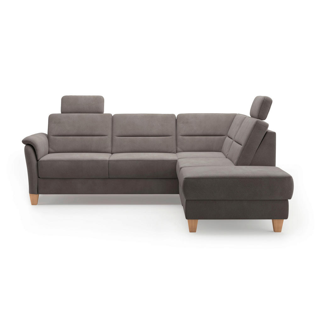 Thumbnail - Sit & More Ecksofa Palmera V, Dunkelbraun, Textil, Buche, 5,5-Sitzer, Ottomane rechts, L-Form, 236x212 cm, Goldenes M, O...