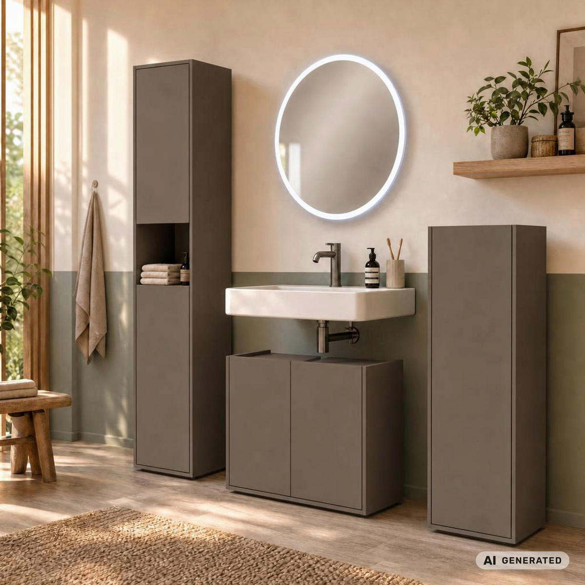 MIDISCHRANK 42/112/33 cm  - Schwarz/Cappuccino, Trend, Holzwerkstoff/Kunststoff (42/112/33cm) - MID.YOU