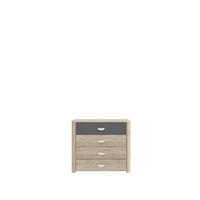 KOMODA, siva, hrast sonoma  - siva/barve aluminija, Design, umetna masa/leseni material (93,5/82,4/41,3cm) - Carryhome
