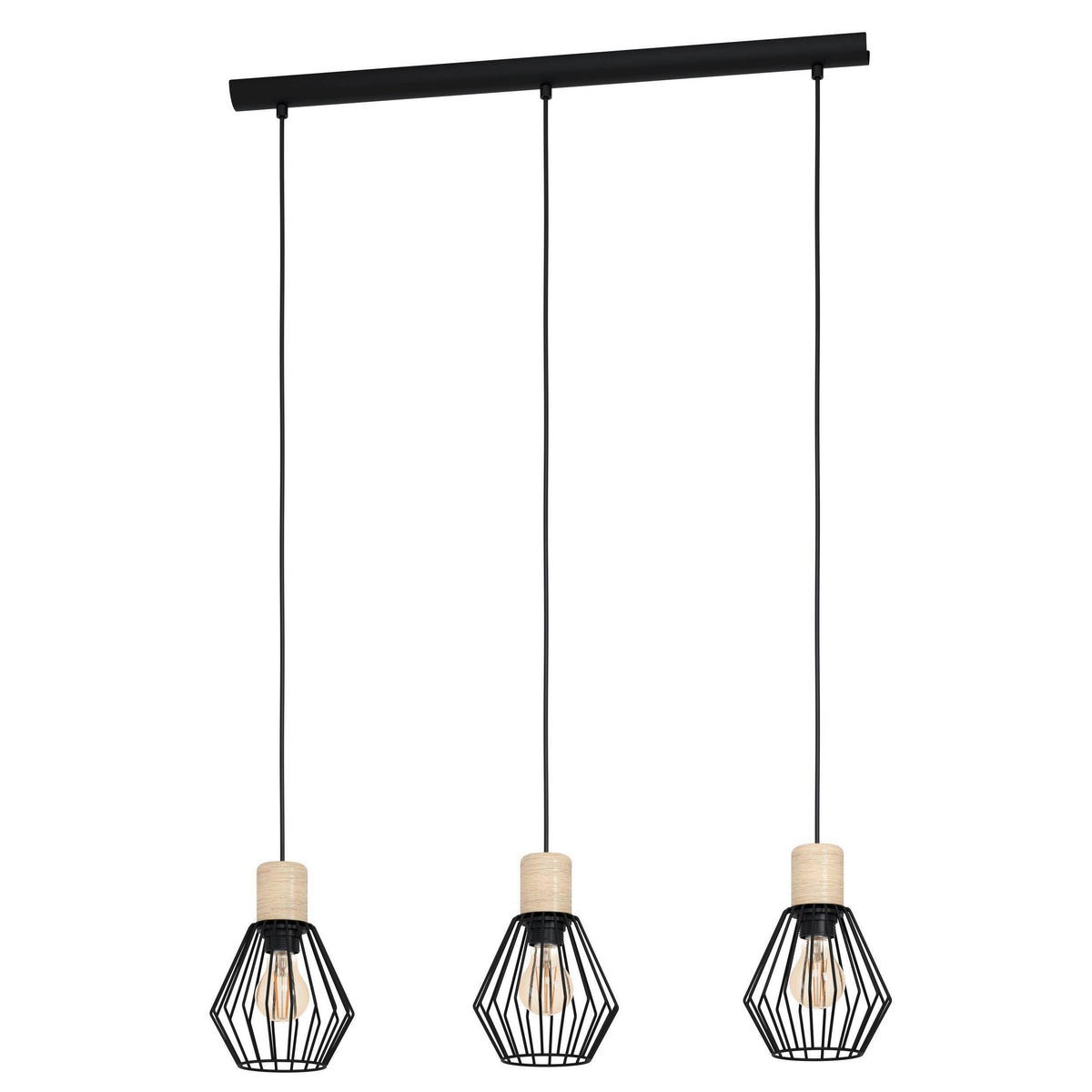 HÄNGELEUCHTE  76/16/110 cm   - Schwarz/Braun, Design, Holz/Metall (76/16/110cm) - Eglo
