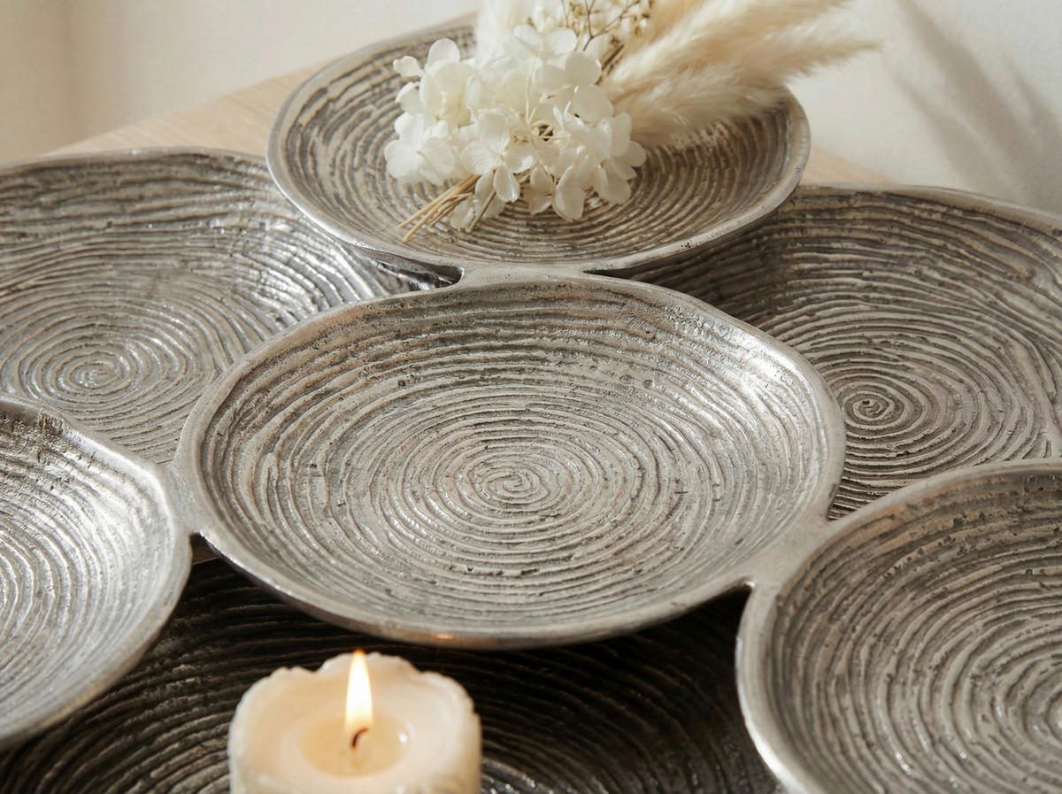 OKRASNA SKLEDA     44/44/4 cm         - srebrne barve, Design, kovina (44/44/4cm) - Livetastic