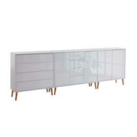SIDEBOARD Mailand Set 11 + HF  in 263,5/86/33 cm  - Weiß Hochglanz/Weiß, MODERN, Holz/Holzwerkstoff (263,5/86/33cm) - MID.YOU