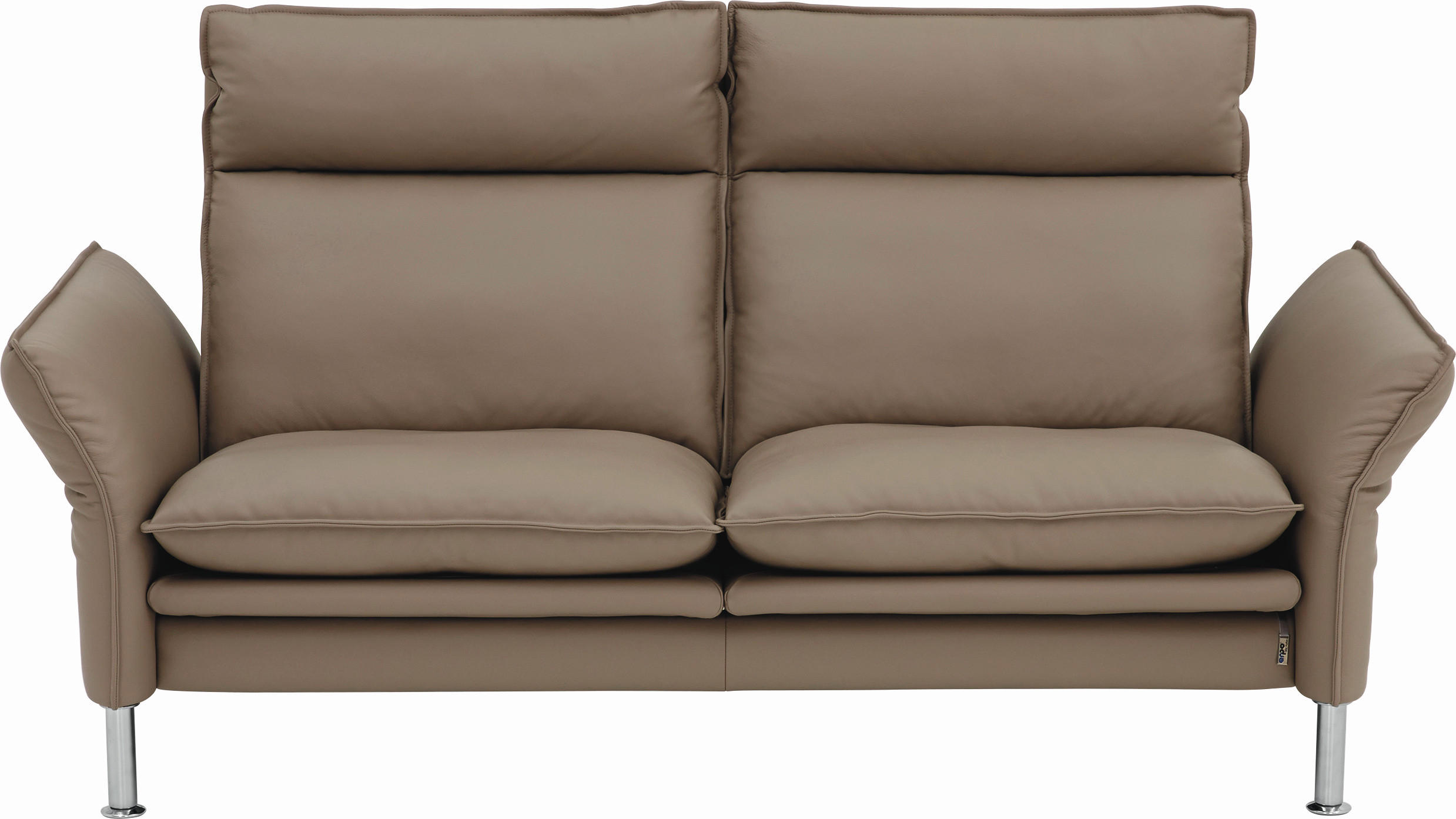 2-SITZER-SOFA Echtleder Grau  - Chromfarben/Grau, Konventionell, Leder/Metall (176/93/120cm) - Erpo