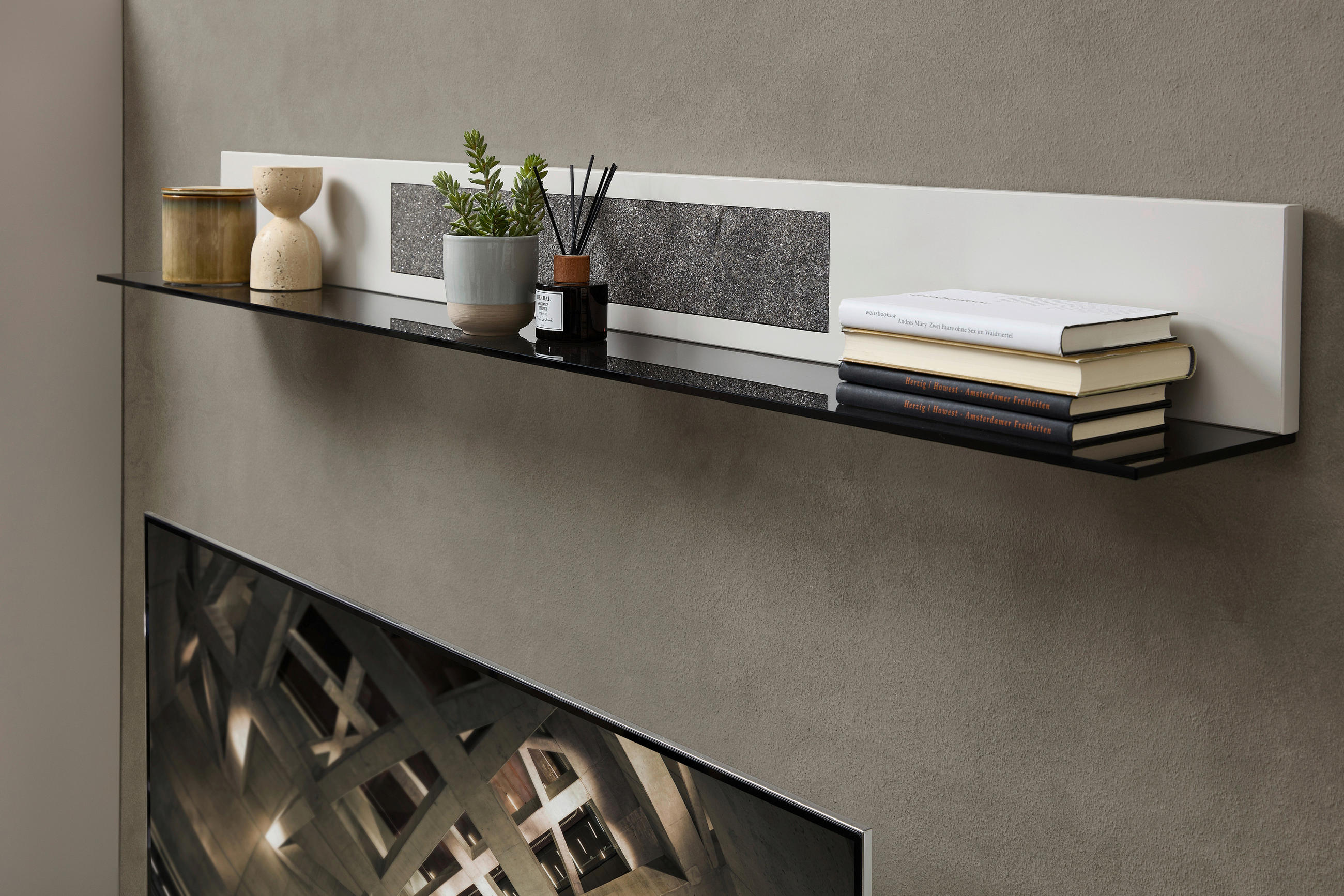WANDBOARD  150/17/20 cm  - Hellgrau/Sahara, Design, Glas/Holzwerkstoff (150/17/20cm) - Novel