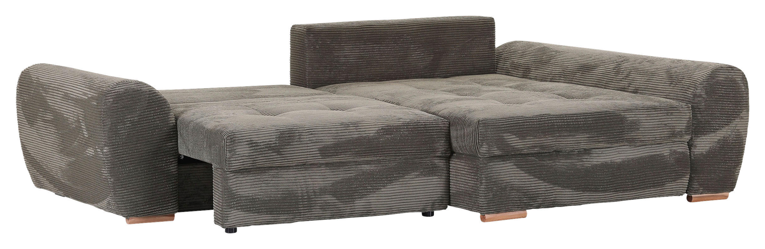 ECKSOFA in Cord Dunkelgrün  - Dunkelgrün/Eichefarben, KONVENTIONELL, Holz/Textil (276/177cm) - Carryhome
