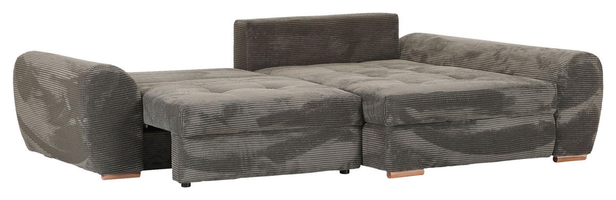 ECKSOFA in Cord Dunkelgrün  - Dunkelgrün/Eichefarben, Konventionell, Holz/Textil (276/177cm) - Carryhome