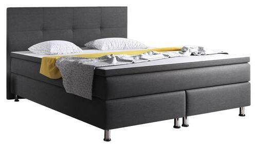 BOXSPRINGBETT 180/200 cm  in Anthrazit  - Anthrazit/Silberfarben, KONVENTIONELL, Textil/Metall (180/200cm) - MID.YOU